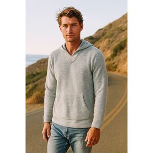 FAHERTY Blue Terry Robe Pullover Hoodie Top  Mens Size Small